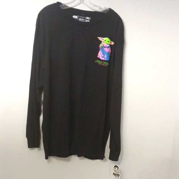 NWT Neff Black Baby Yoda Long Sleeve Shirt, SZ XL - Picture 1 of 7